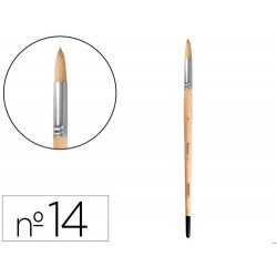 PINCEL PARA PINTURA AL OLEO Y ACRILICA LIDERPAPEL N 14 PUNTA REDONDA DE PELO DE CERDA CERTIFICADO FS