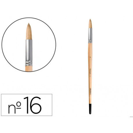 PINCEL PARA PINTURA AL OLEO Y ACRILICA LIDERPAPEL N 16 PUNTA REDONDA DE PELO DE CERDA CERTIFICADO FS