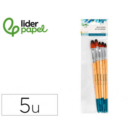 PINCELES SINTETICOS LIDERPAPEL PUNTA LENGUA GATO BOLSA DE 5 UNIDADES TAMAÑOS SURTIDOS CERTIFICADO FS