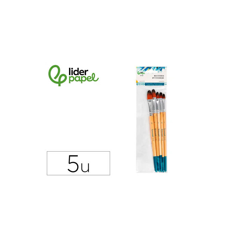 PINCELES SINTETICOS LIDERPAPEL PUNTA LENGUA GATO BOLSA DE 5 UNIDADES TAMAÑOS SURTIDOS CERTIFICADO FS