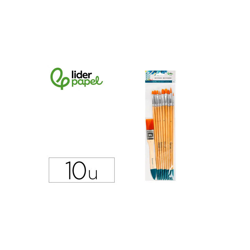 PINCELES SINTETICOS LIDERPAPEL PUNTAS Y TAMAÑOS SURTIDOS BOLSA DE10 UNIDADES CERTIFICADO FSC