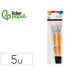 PINCELES DE PELO DE CERDA LIDERPAPEL PUNTAS SURTIDAS BOLSA DE 5 UNIDADES CERTIFICADO FSC
