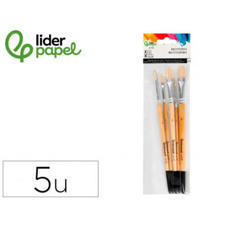 PINCELES DE PELO DE CERDA LIDERPAPEL PUNTAS SURTIDAS BOLSA DE 5 UNIDADES CERTIFICADO FSC