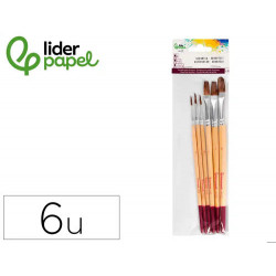 PINCELES DE PELO DE PONY LIDERPAPEL PUNTAS SURTIDAS BOLSA DE 6 UNIDADES CERTIFICADO FSC