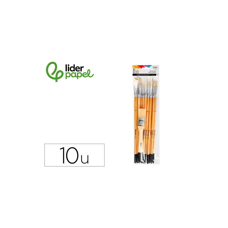 PINCELES DE PELO DE CERDA LIDERPAPEL PUNTAS SURTIDAS BOLSA DE 11 UNIDADES CERTIFICADO FSC