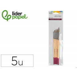 PINCELES DE PELO DE PONY LIDER PAPEL VIROLA CROMADA BLISTER DE 5 UNIDADES SURTIDAS CERTIFICADO FSC