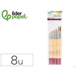 PINCELES DE PELO DE PONY LIDER PAPEL VIROLA CROMADA BLISTER DE 8 UNIDADES SURTIDAS CERTIFICADO FSC