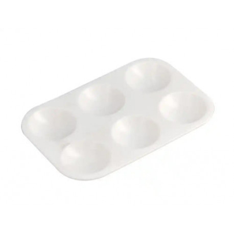 PALETA PLASTICO LIDERPAPEL PARA PINTURA RECTANGULAR CON 6 HUECOS 12.5X8,7 CM