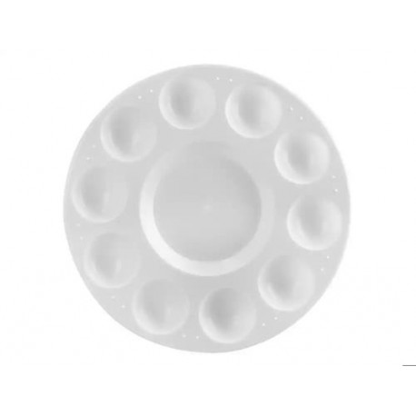 PALETA PLASTICO LIDERPAPEL PARA PINTURA REDONDA CON 10 HUECOS 17 CM