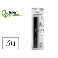 LAPICES DE CARBONCILLO PARA ESBOZOS LIDERPAPEL CAJA DE 3 UNIDADES CON DIFERENTES DUREZAS CERTIFICADO