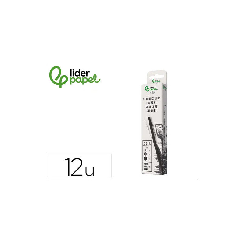 CARBONCILLO REDONDO PARA DIBUJO LIDERPAPEL CAJA DE 12 UNIDADES DIAMETROS SURTIDOS