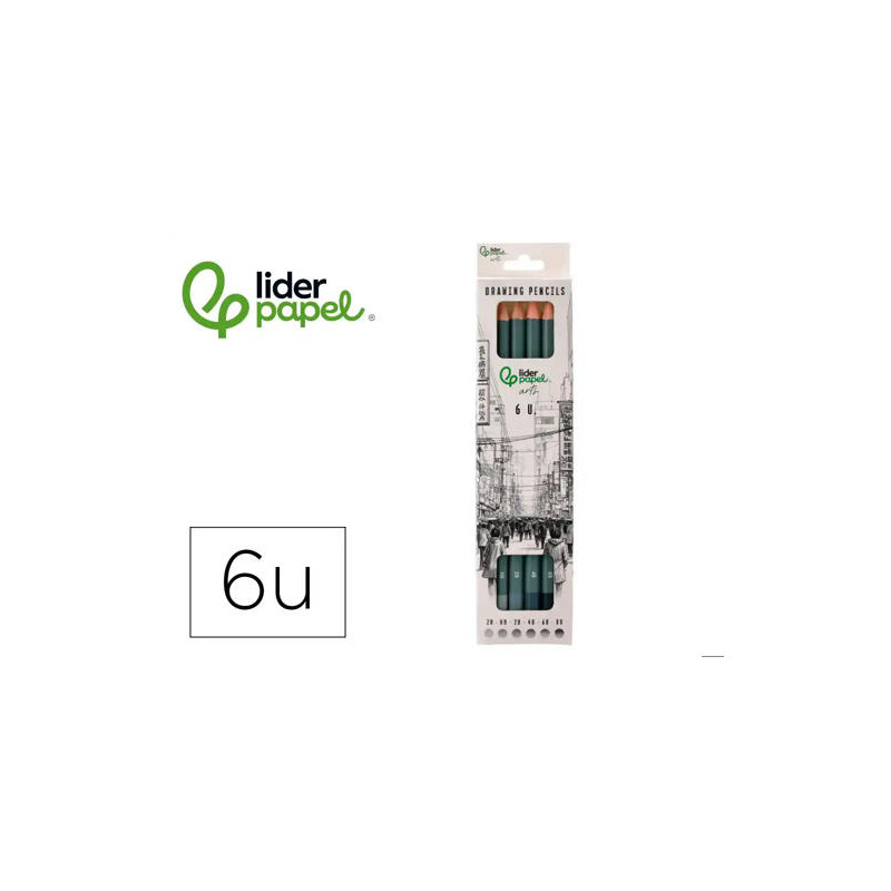 LAPICES DE DIBUJO LIDERPAPEL CAJA 6 UNIDADES DUREZAS SURTIDAS CERTIFICADO FSC