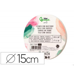 BASTIDOR REDONDO LIDERPAPEL LIENZO GRAPADO PARTE TRASERA ALGODON 100% BORDE MADERA 15 CM GRAMAJE 280