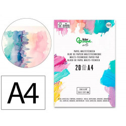 BLOC PAPEL MULTITECNICA LIDERPAPEL DIN A4 PARA ACRILICO OLEO Y GOUACHE 20 HOJAS GRAMAJE 260G/M2
