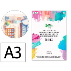 BLOC PAPEL MULTITECNICA LIDERPAPEL DIN A3 PARA ACRILICO OLEO Y GOUACHE 20 HOJAS GRAMAJE 260G/M2