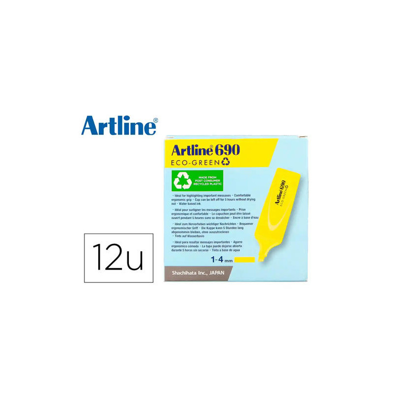 ROTULADOR ARTLINE FLUORESCENTE EK-690 ECO GREEN PUNTA BISELADA AMARILLO