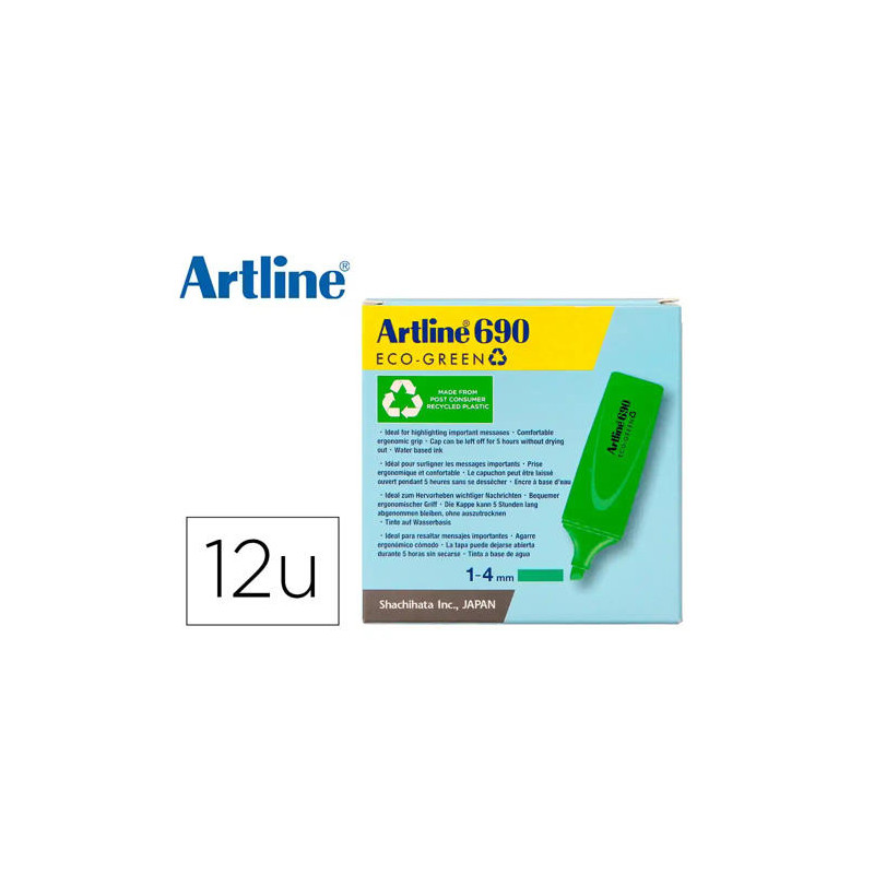ROTULADOR ARTLINE FLUORESCENTE EK-690 ECO GREEN PUNTA BISELADA VERDE