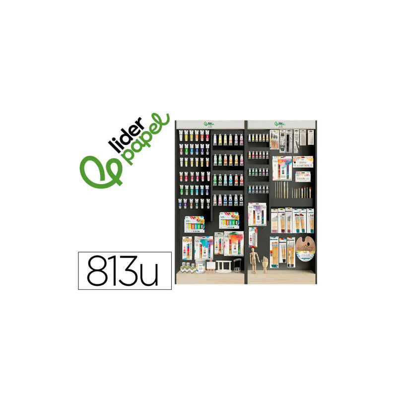 EXPOSITOR DE BELLAS ARTES LIDERPAPEL SUELO MADERA CON 813 UNIDADES SURTIDAS 1716X300X1900 MM