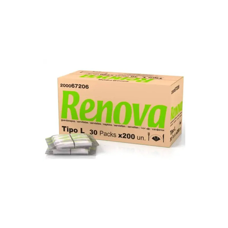 SERVILLETA RENOVA 1 CAPA COLOR BLANCO MINI 17X17 CM PLEGADO L PAQUETE DE 200 UNIDADES