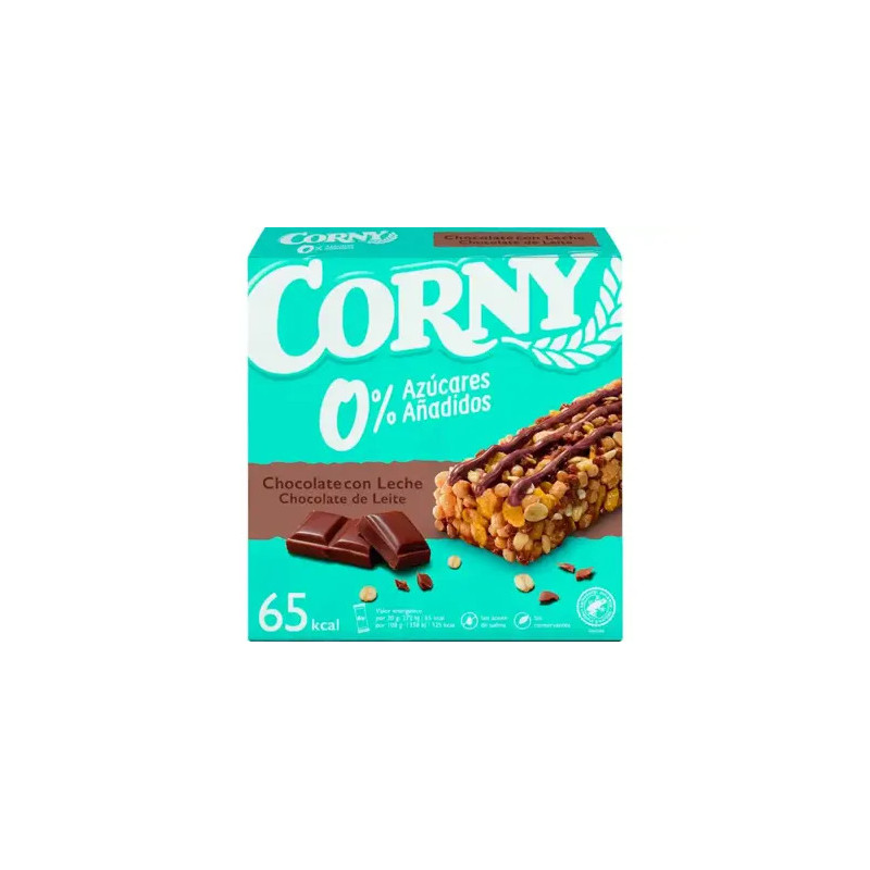 BARRITA DE CEREALES CORNY 0% AZUCARES CHOCOLATE CON LECHE CAJA DE 6 UNIDADES 20 GR
