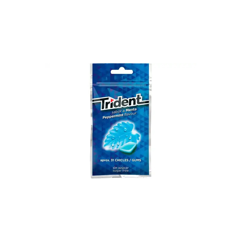 CHICLE TRIDENT GRAGEAS SABOR MENTA SIN AZUCAR BOLSA DE 43,5 GR