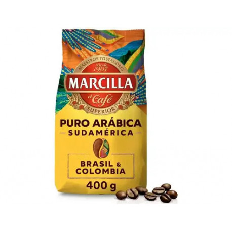 CAFE EN GRANO MARCILLA SUPERIOR PURO ARABICA SUDAMERICA BRASIL&COLOMBIA PAQUETE DE 400 GR