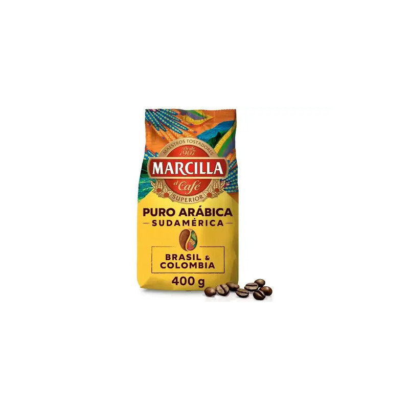 CAFE EN GRANO MARCILLA SUPERIOR PURO ARABICA SUDAMERICA BRASIL&COLOMBIA PAQUETE DE 400 GR