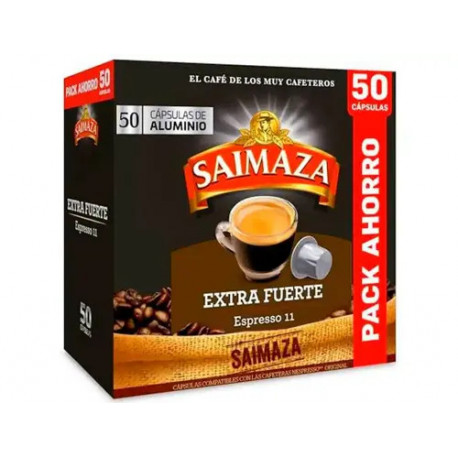 CAFE SAIMAZA EXTRA FUERTE ESPRESSO INTENSIDAD 11 CAJA DE 50 CAPSULAS COMPATIBLE NESPRESSO