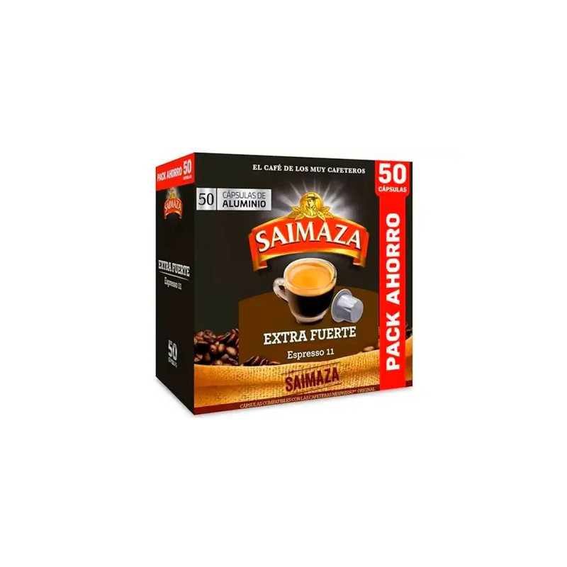 CAFE SAIMAZA EXTRA FUERTE ESPRESSO INTENSIDAD 11 CAJA DE 50 CAPSULAS COMPATIBLE NESPRESSO