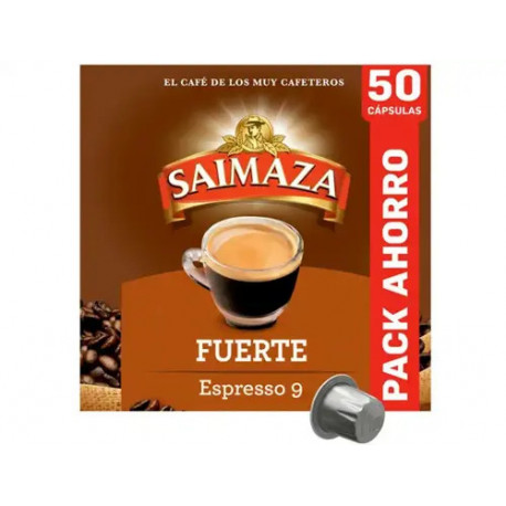 CAFE SAIMAZA FUERTE ESPRESSO INTENSIDAD 9 CAJA DE 50 CAPSULAS COMPATIBLE NESPRESSO