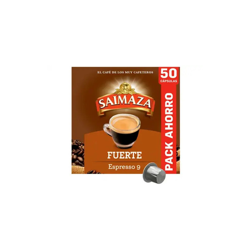 CAFE SAIMAZA FUERTE ESPRESSO INTENSIDAD 9 CAJA DE 50 CAPSULAS COMPATIBLE NESPRESSO