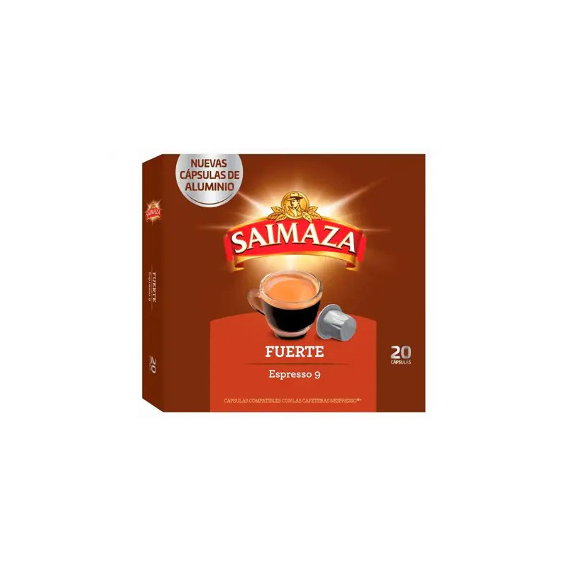 CAFE SAIMAZA FUERTE ESPRESSO INTENSIDAD 9 CAJA DE 20 CAPSULAS COMPATIBLE NESPRESSO
