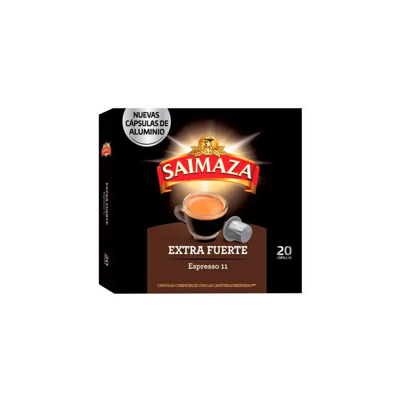 CAFE SAIMAZA EXTRA FUERTE ESPRESSO INTENSIDAD 11 CAJA DE 20 CAPSULAS COMPATIBLE NESPRESSO