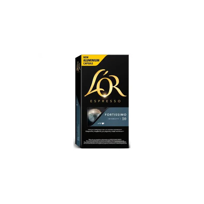 CAFE L'OR ESPRESSO FORTISSIMO INTENSIDAD 10 CAJA DE 10 CAPSULAS COMPATIBLE NESPRESSO