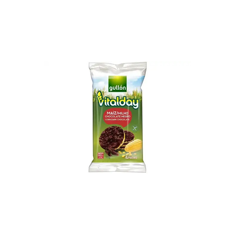 TORTITAS DE MAIZ GULLON VITALDAY CHOCOLATE NEGRO PAQUETE DE 4 UNIDADES 25 GR