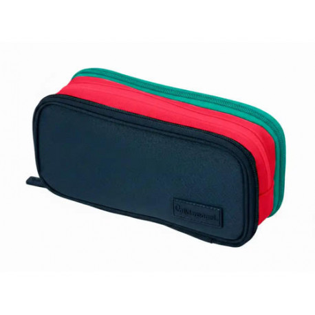 ESTUCHE PORTATODO LIDERPAPEL FUNKY 3 CREMALLERAS CON APERTURAS LATERALES AZUL FUSCIA TURQUESA 220X10