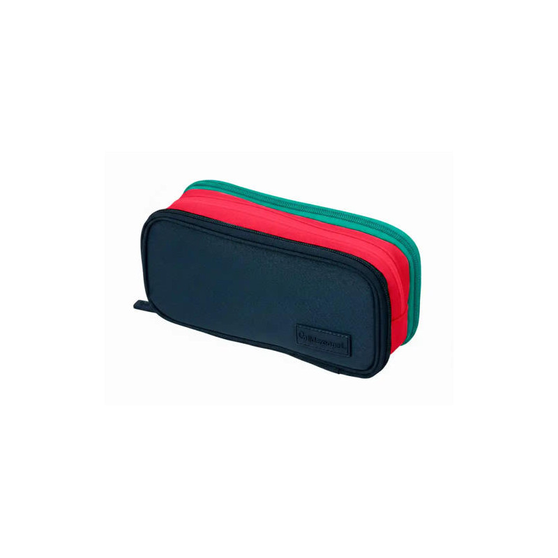 ESTUCHE PORTATODO LIDERPAPEL FUNKY 3 CREMALLERAS CON APERTURAS LATERALES AZUL FUSCIA TURQUESA 220X10