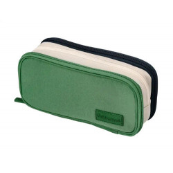 ESTUCHE PORTATODO LIDERPAPEL FUNKY 3 CREMALLERAS CON APERTURAS LATERALES VERDE BLANCO AZUL 220X100X6