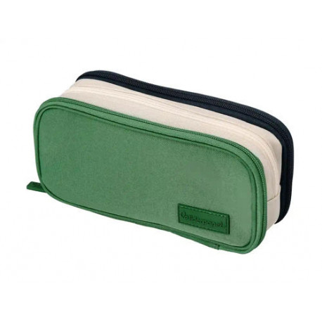 ESTUCHE PORTATODO LIDERPAPEL FUNKY 3 CREMALLERAS CON APERTURAS LATERALES VERDE BLANCO AZUL 220X100X6