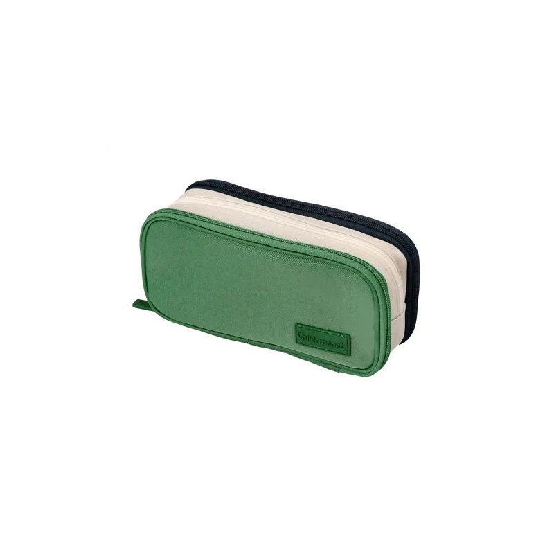 ESTUCHE PORTATODO LIDERPAPEL FUNKY 3 CREMALLERAS CON APERTURAS LATERALES VERDE BLANCO AZUL 220X100X6