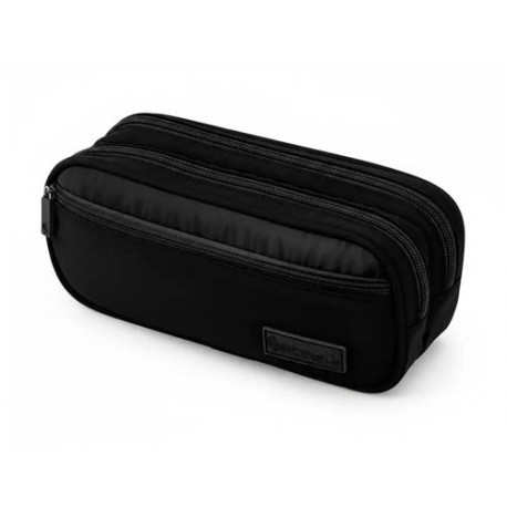 ESTUCHE PORTATODO LIDERPAPEL DUO 3 CREMALLERAS CON BOLSILLOFRONTAL NEGRO 220X90X70 MM