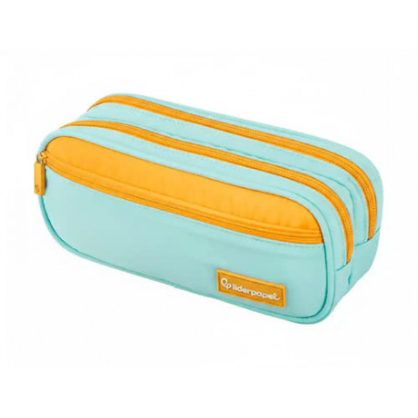 ESTUCHE PORTATODO LIDERPAPEL DUO 3 CREMALLERAS CON BOLSILLOFRONTAL AZUL CLARO 220X90X70 MM