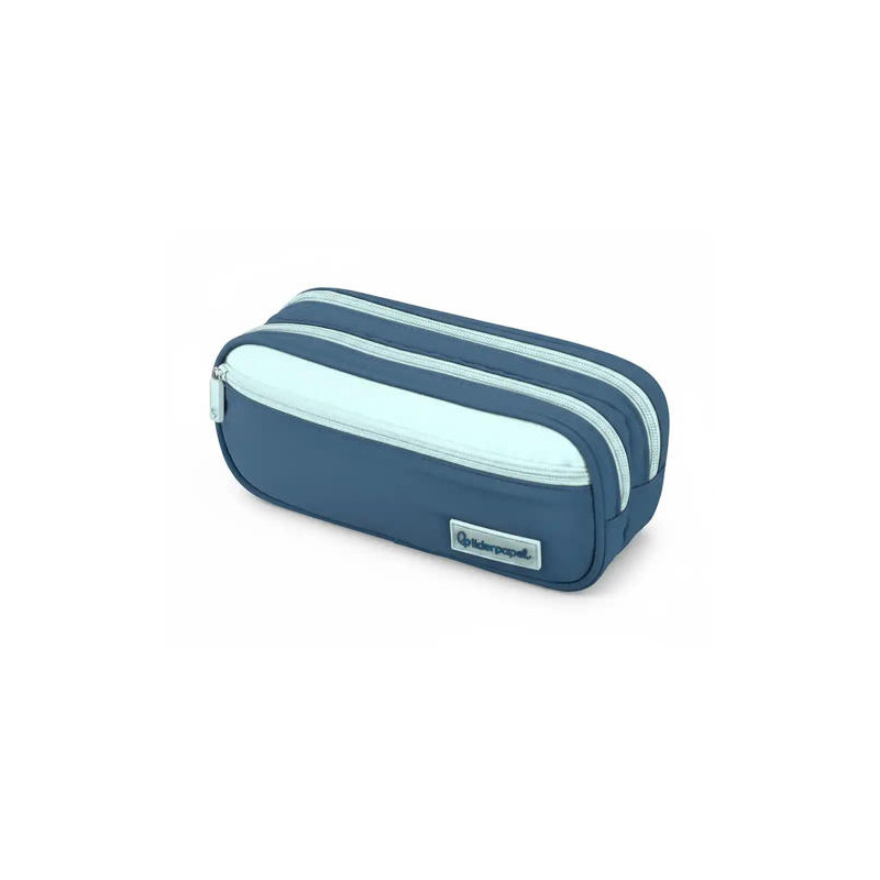 ESTUCHE PORTATODO LIDERPAPEL DUO 3 CREMALLERAS CON BOLSILLOFRONTAL AZUL OSCURO 220X90X70 MM