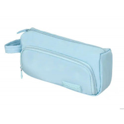 ESTUCHE PORTATODO LIDERPAPEL MINIBAG 2 CREMALLERAS CON BOLSILLO INTERIOR AZUL PASTEL 211 X 100 X 70 