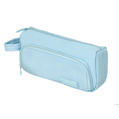 ESTUCHE PORTATODO LIDERPAPEL MINIBAG 2 CREMALLERAS CON BOLSILLO INTERIOR AZUL PASTEL 211 X 100 X 70 