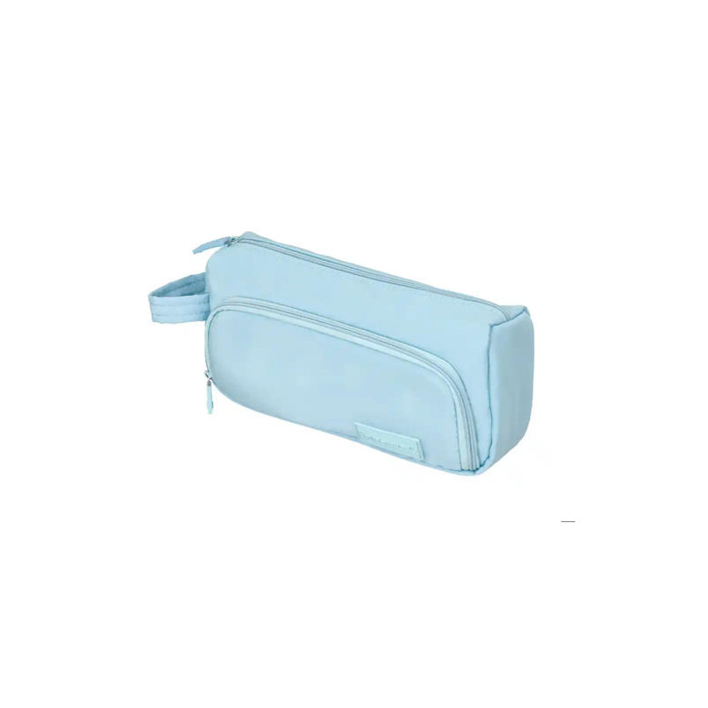 ESTUCHE PORTATODO LIDERPAPEL MINIBAG 2 CREMALLERAS CON BOLSILLO INTERIOR AZUL PASTEL 211 X 100 X 70 