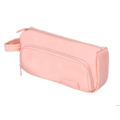 ESTUCHE PORTATODO LIDERPAPEL MINIBAG 2 CREMALLERAS CON BOLSILLO INTERIOR ROSA PASTEL 212 X 100 X 70 