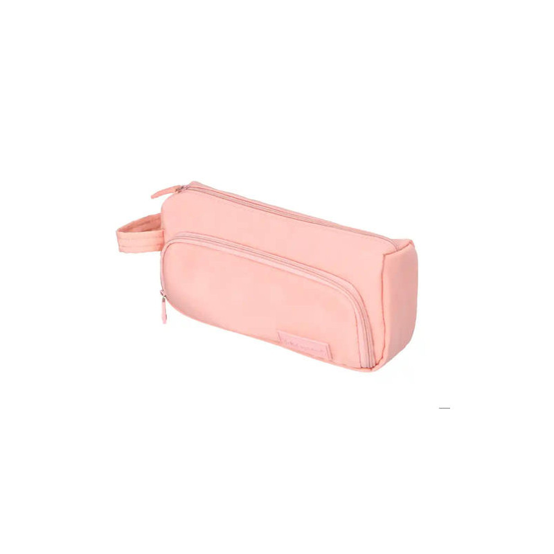 ESTUCHE PORTATODO LIDERPAPEL MINIBAG 2 CREMALLERAS CON BOLSILLO INTERIOR ROSA PASTEL 212 X 100 X 70 