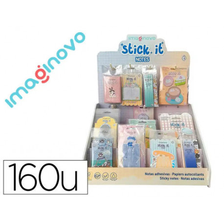 BLOC NOTAS ADHESIVAS IMAGINOVO EXPOSITOR SOBREMESA PVC 160 UNIDADES SURTIDAS 310X270X420 MM