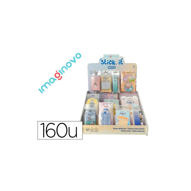 BLOC NOTAS ADHESIVAS IMAGINOVO EXPOSITOR SOBREMESA PVC 160 UNIDADES SURTIDAS 310X270X420 MM